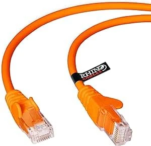 rhinocables CAT 5e High-Speed Ethernet Cable - Reliable LAN Network RJ45 Cable for Fast Internet & Data Transfer | Durable WiFi Broadband Cable for Gaming & Streaming, (10m, Orange, Pack of 10)