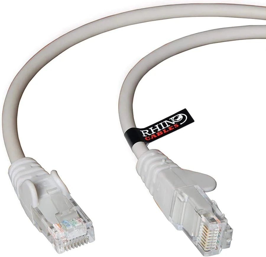 rhinocables CAT 5e High-Speed Ethernet Cable - Reliable LAN Network RJ45 Cable for Fast Internet & Data Transfer | Durable WiFi Broadband Cable for Gaming & Streaming, (10m, Grey, Pack of 10)