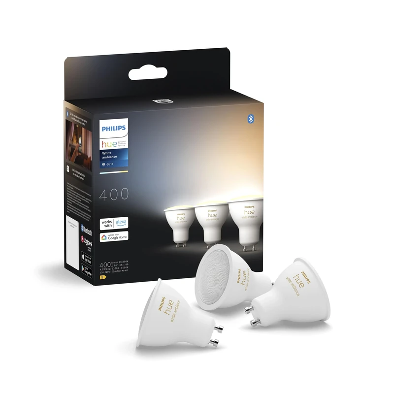 Philips Hue GU10 – Smart Spotlight – (3-Pack) White Ambiance