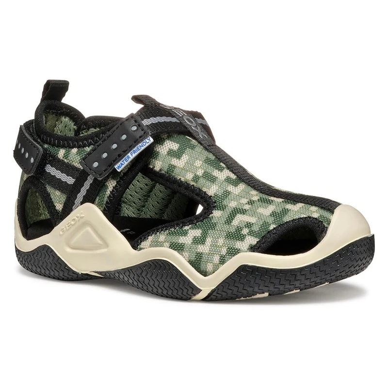 Geox Boys Jr Wader Sandal, Olive, 12.5 UK