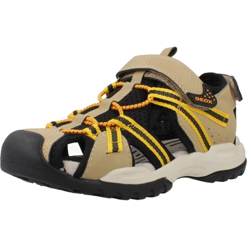 Geox J Borealis BOY B Sandal, Beige/Yellow, 4.5 UK
