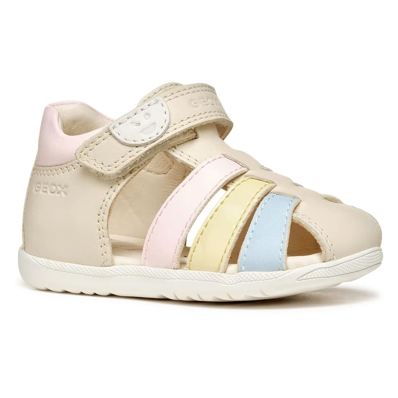 Geox B SANDAL MACCHIA GIR, Girls’ Sandal, Lt Ivory/Lt Yellow,