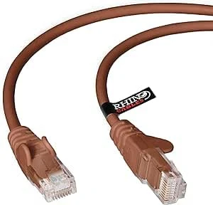 rhinocables CAT 5e High-Speed Ethernet Cable - Reliable LAN Network RJ45 Cable for Fast Internet & Data Transfer | Durable WiFi Broadband Cable for Gaming & Streaming, (10m, Brown, Pack of 10)