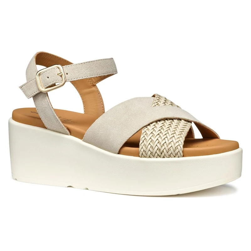 Geox Women's D XAND 2.2S B Wedge Sandal, Lt Taupe, 7.5 UK