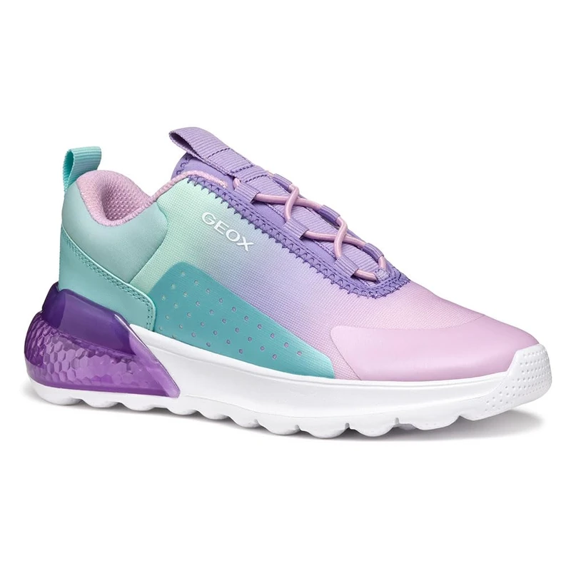 Geox J ACTIVART ILLUMINUS Sneaker, Aqua/Lilac, 10 UK Child