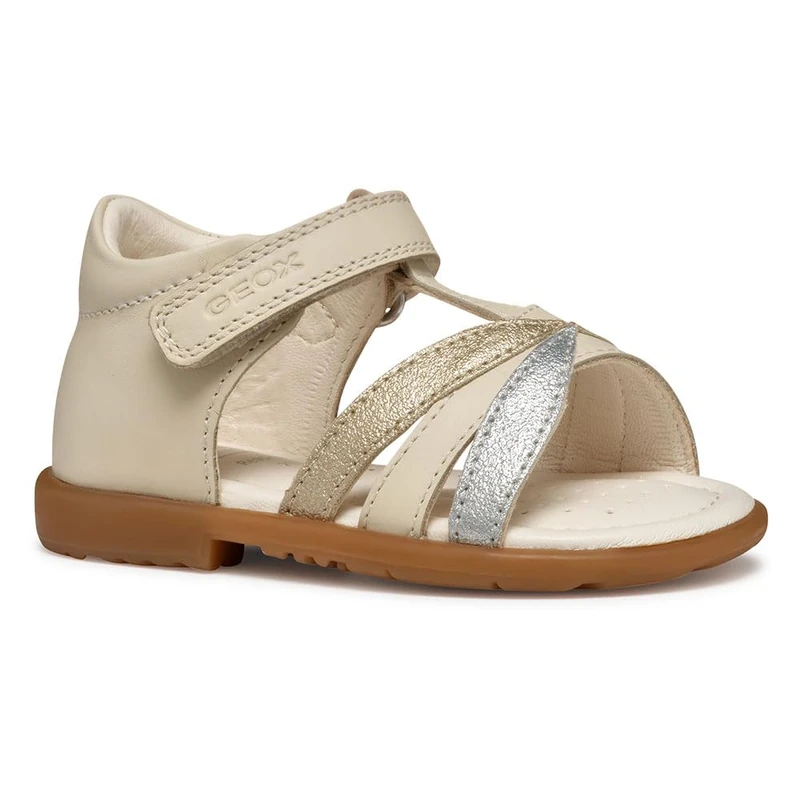 Geox Baby Girls B VERRED A Sandal, Lt Ivory/Platinum, 7 UK Child