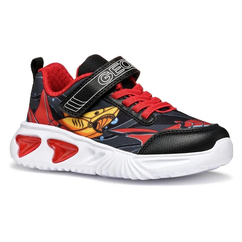 Geox J Assister BOY B, Boys’ Sneaker, Black/Yellow,