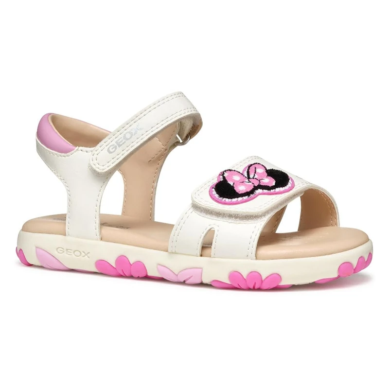 Geox J Sandal Haiti Girl, White/Dk Pink, 13 UK