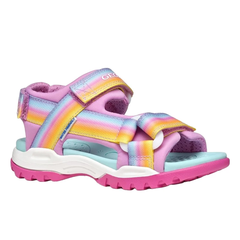 Geox J BOREALIS GIRL A, Girls’ Sandal, Dk Pink/Multicolor,