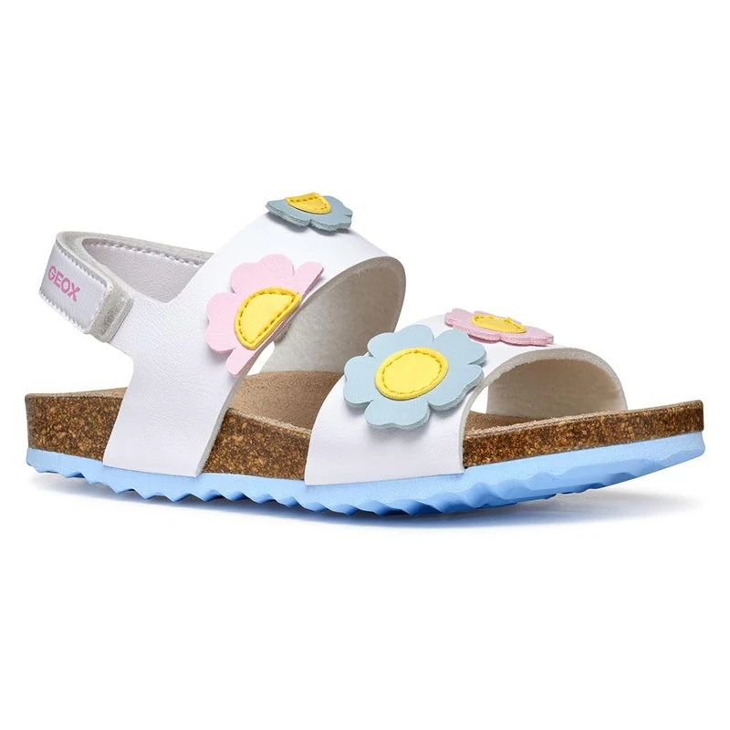 Geox J Adriel Girl D Sandal, White/Crystal, 5 UK