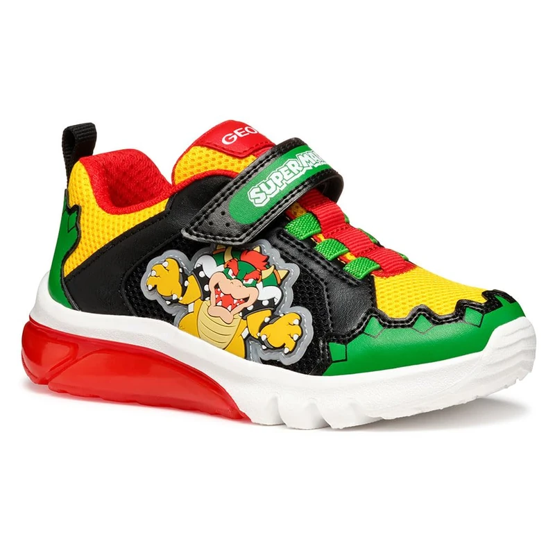 Geox J CIBERDRON BOY E Sneaker, Green/Red, 12.5 UK