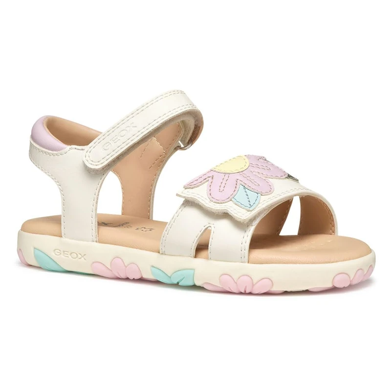 Geox Girls J Haiti Sandal, White Pink, 13 UK