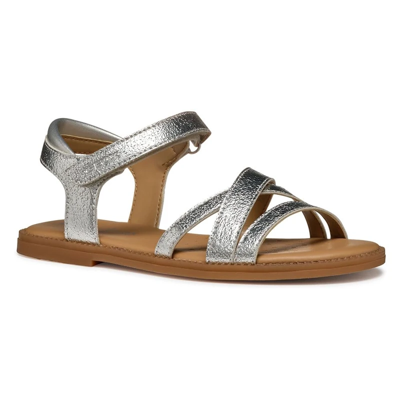 Geox J SANDAL KARLY GIRL, Girls’ Sandal, SILVER,