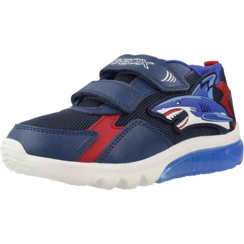 Geox J CIBERDRON BOY B Sneaker, Navy/Red, 11 UK Child