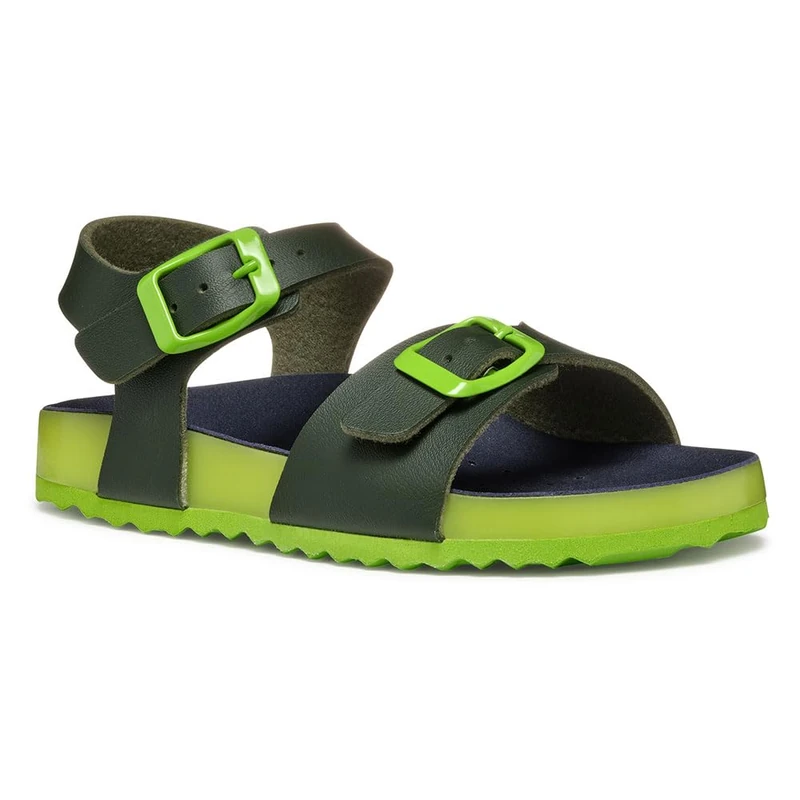 Geox J Ghita BOY C Sandal, Dk Green/Lime, 10 UK Child