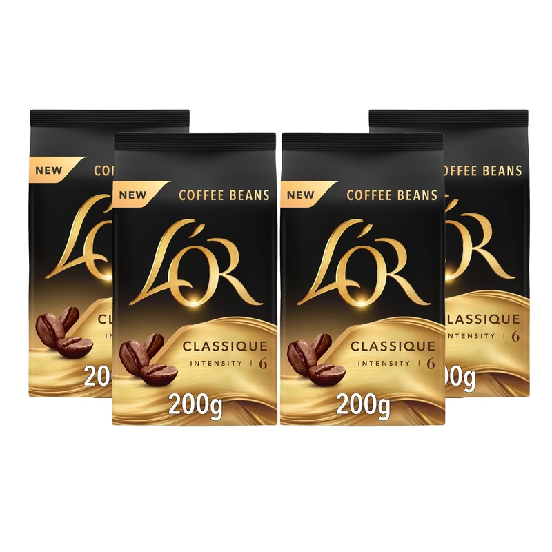 L'OR Classique Coffee Beans 200g Intensity 6 (4 x 200g, 800g Total)