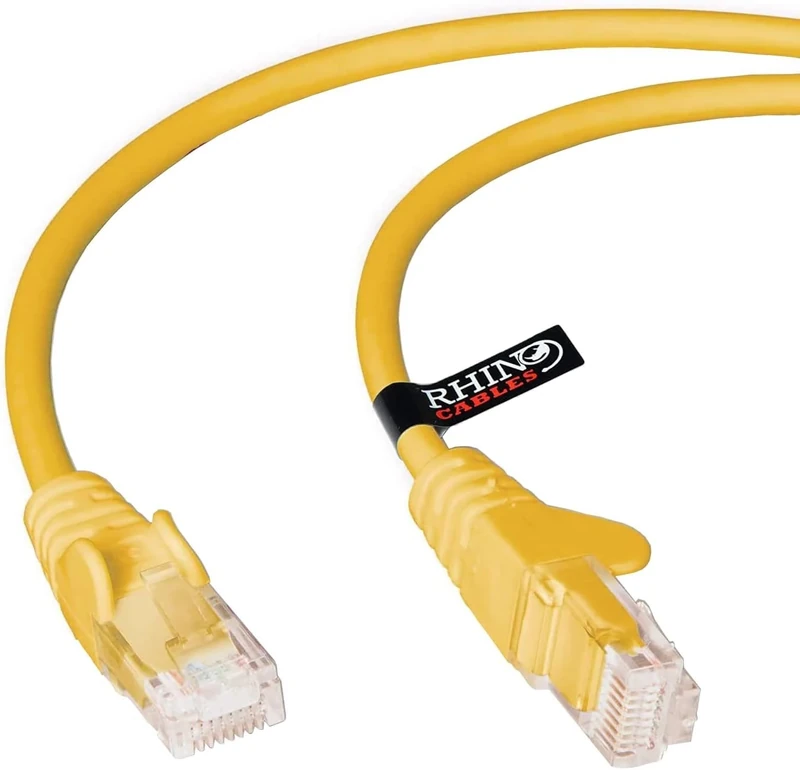 rhinocables CAT 5e High-Speed Ethernet Cable - Reliable LAN Network RJ45 Cable for Fast Internet & Data Transfer | Durable WiFi Broadband Cable for Gaming & Streaming, (15m, Yellow, Pack of 7)