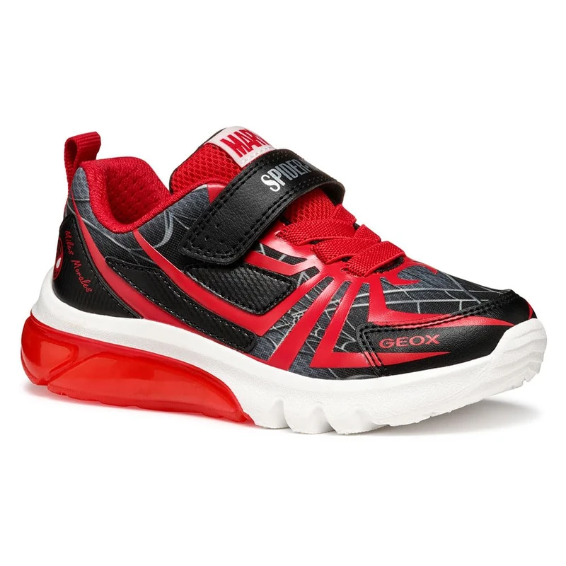 Geox J CIBERDRON BOY G, Boys’ Sneaker, Black/Red,