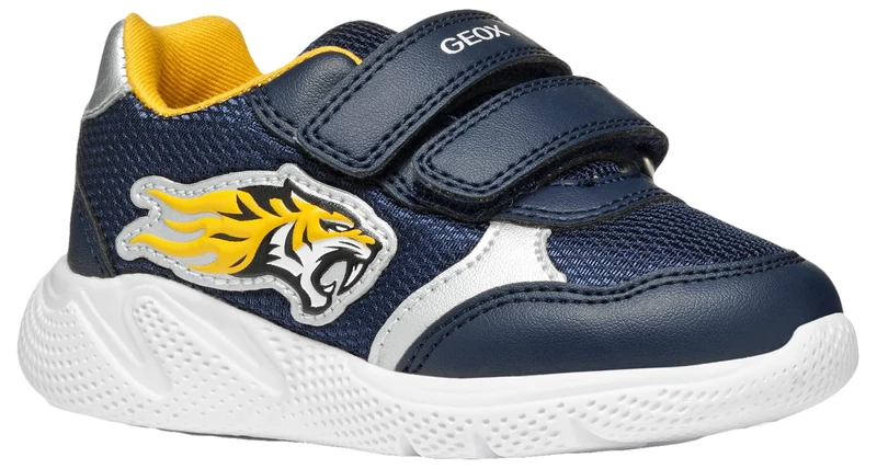 Geox B SPRINTYE BOY B, Baby - Jungen Sneaker, Navy/Dk Yellow,