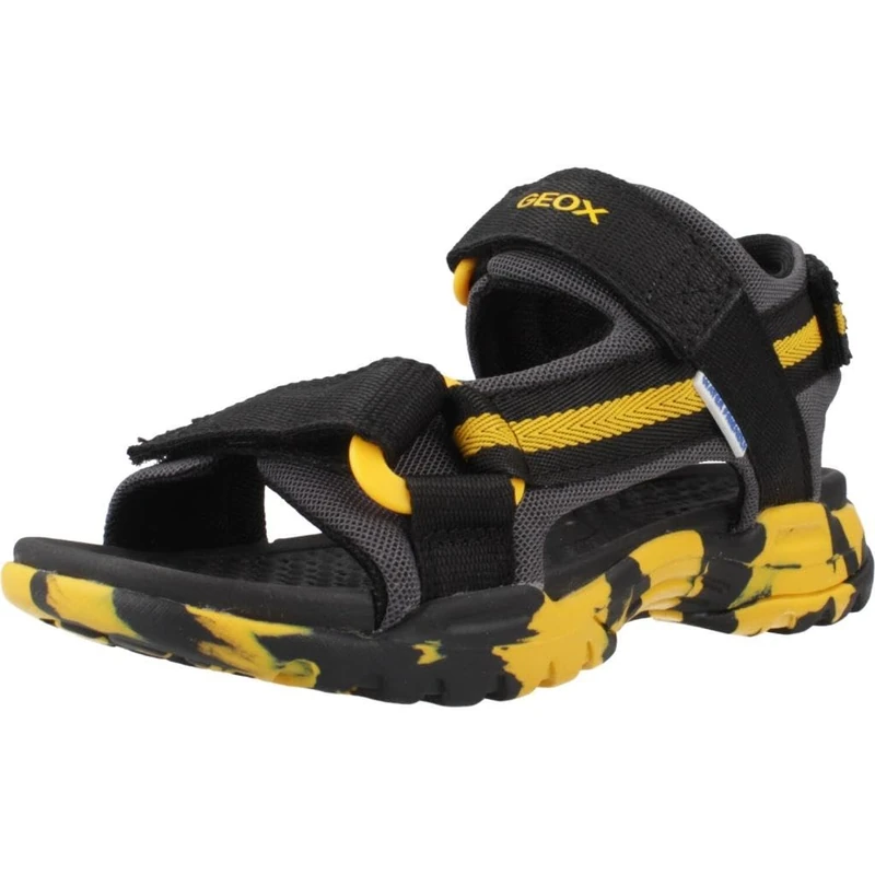 Geox J Borealis BOY E, Boys’ Sandal, Black/Yellow,