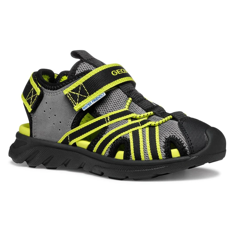 Geox J Sandal AIRADYUM BO, Grey/Lime, 0.5 UK