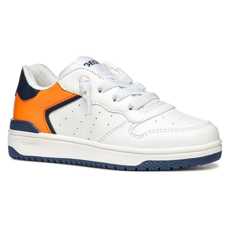 Geox Boys J Washiba Boy B Sneaker, White Lt Orange, 12.5 UK