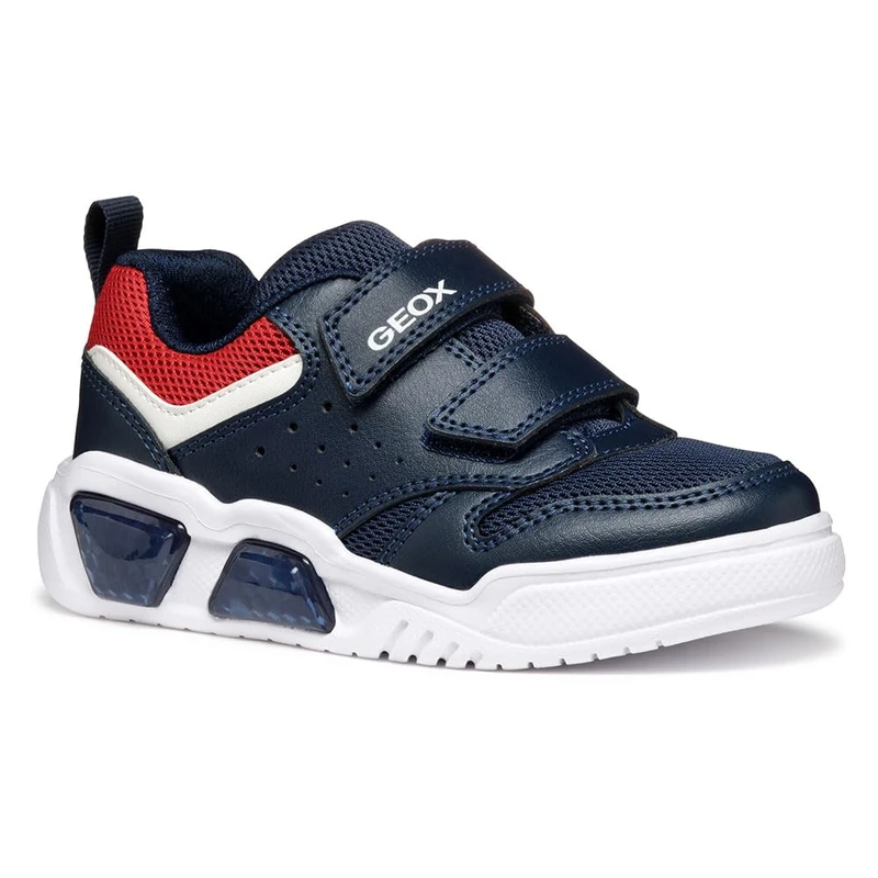 Geox J ILLUMINUS BOY A, Boys’ Sneaker, Navy/Red,