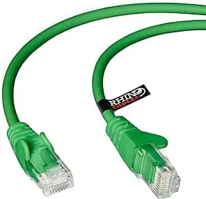 rhinocables CAT 5e High-Speed Ethernet Cable - Reliable LAN Network RJ45 Cable for Fast Internet & Data Transfer | Durable WiFi Broadband Cable for Gaming & Streaming, (15m, Green, Pack of 7)