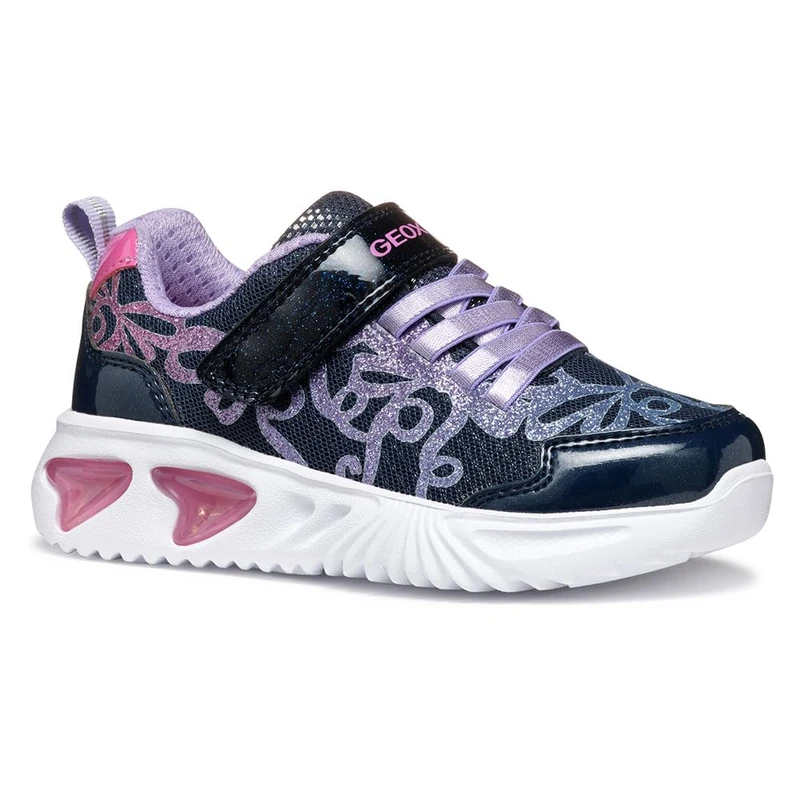 Geox J Assister Girl A Sneaker, Navy/Lilac, 10 UK Child