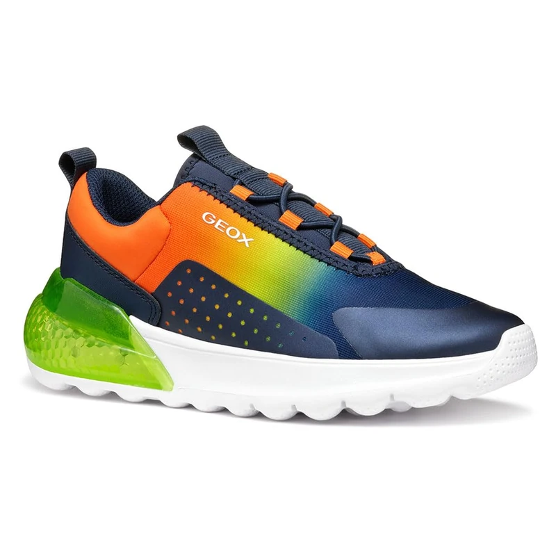 Geox J ACTIVART ILLUMINUS Sneaker, Navy/Lime, 9 UK Child