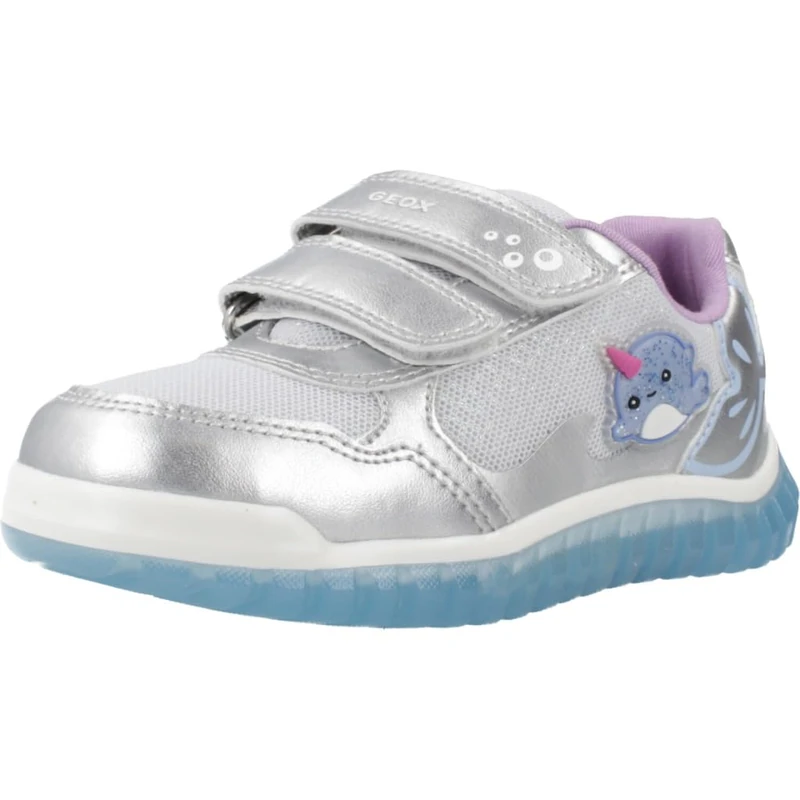 Geox B LIGHTYLOO Girl A, Girls’ Sneaker, Silver/Sky,
