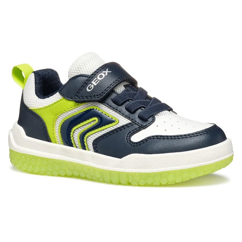 Geox Boys J Buzzerlight Boy B Sneaker, Navy Lime, 2 UK - Image 1