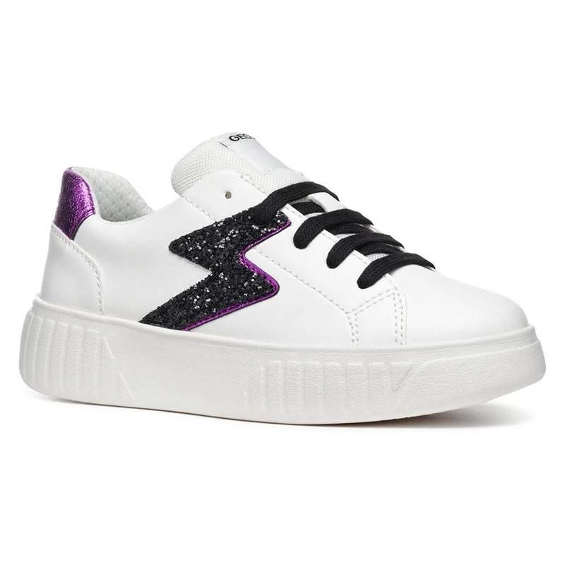 Geox J MIKIROSHI Girl A Sneaker, White/Purple, 2 UK