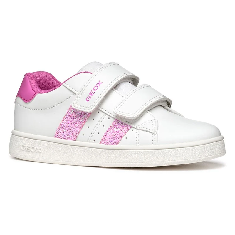 Geox J ECLYPER Girl A Sneaker, White/Fuchsia, 13 UK