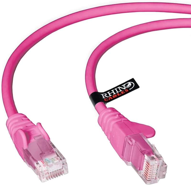 rhinocables CAT 5e High-Speed Ethernet Cable - Reliable LAN Network RJ45 Cable for Fast Internet & Data Transfer | Durable WiFi Broadband Cable for Gaming & Streaming, (10m, Pink, Pack of 10)