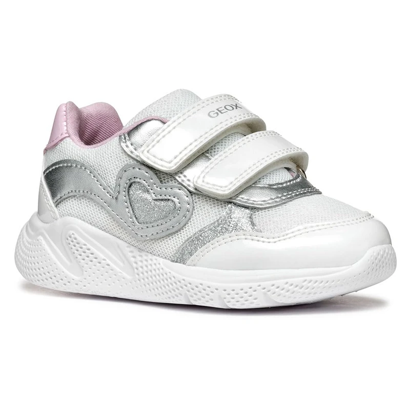Geox B SPRINTYE Girl A, Baby - Mädchen Sneaker, White/Silver,