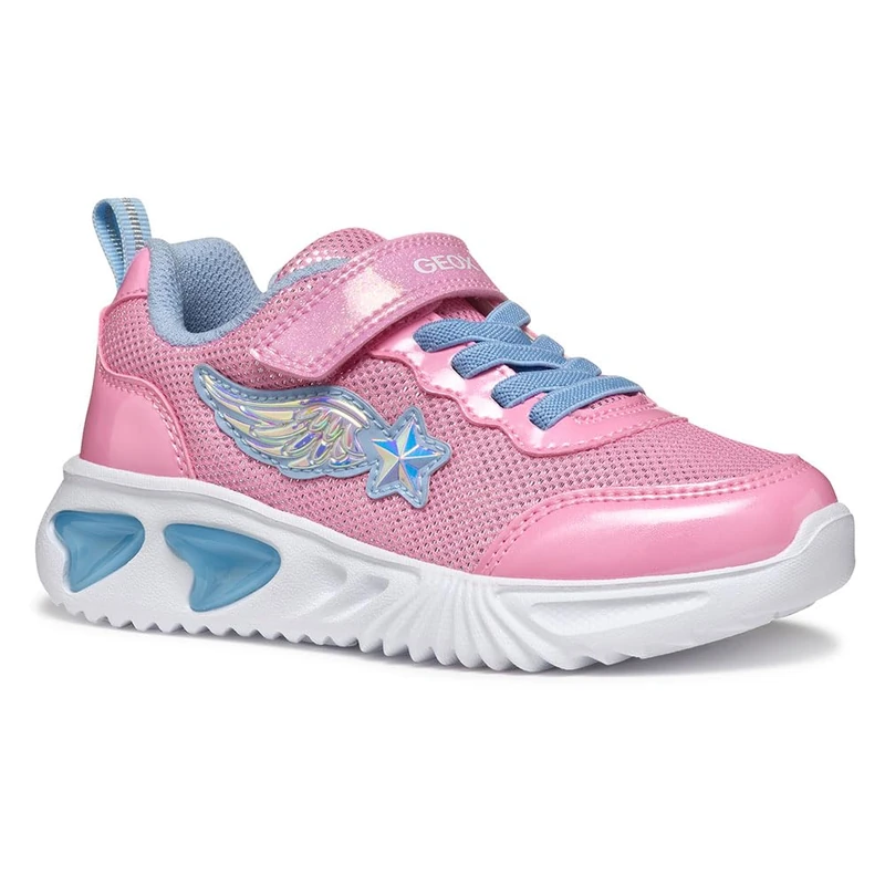 Geox J Assister Girl B, Girls’ Sneaker, Pink/Lt Sky,