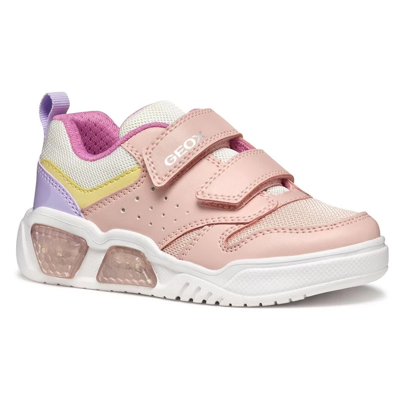 Geox Girls J Illuminus Sneaker, Pink Multicolor, 0.5 UK