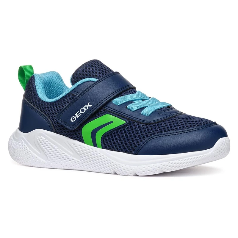 Geox J SPRINTYE BOY A Sneaker, Navy/Lt Green, 4.5 UK
