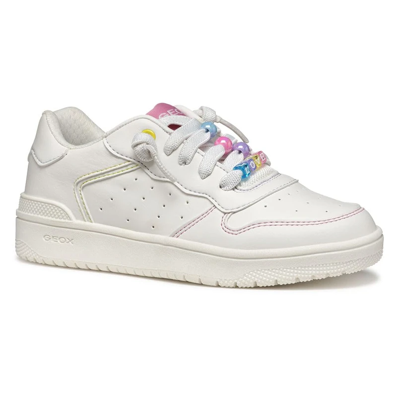 Geox J WASHIBA Girl D, Girls’ Sneaker, White/Pink,