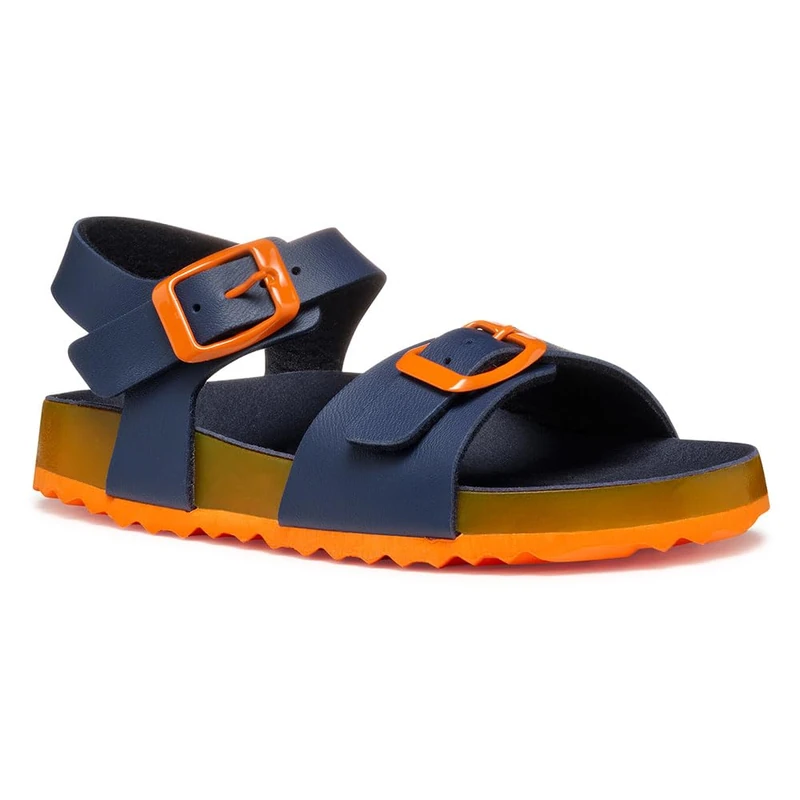 Geox J Ghita BOY C, Boys’ Sandal, Navy/Orange,