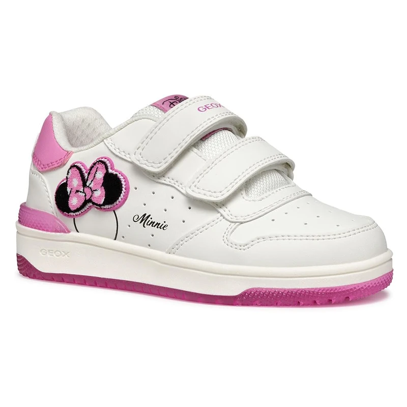 Geox J WASHIBA Girl B Sneaker, White/Fuchsia, 13 UK