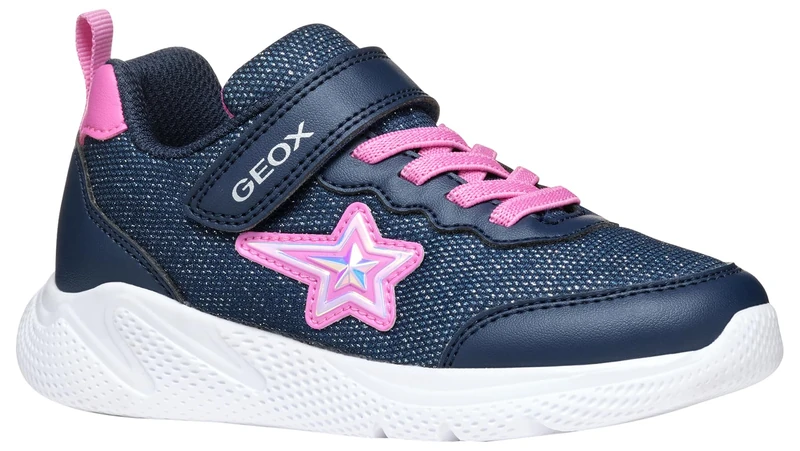 Geox J SPRINTYE Girl A, Girls’ Sneaker, Navy/Fuchsia,