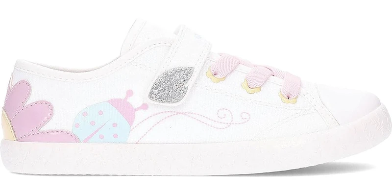 Geox J GISLI Girl C Sneaker, White/Pink, 3.5 UK