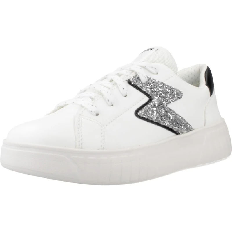 Geox J MIKIROSHI Girl A, Girls’ Sneaker, White/Silver,