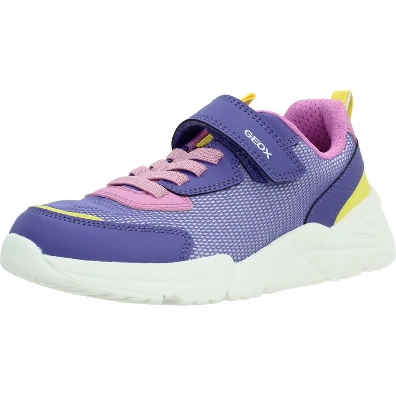 Geox J Loftus Girl A Sneaker, Violet/Fluo Fuchsia, 13 UK