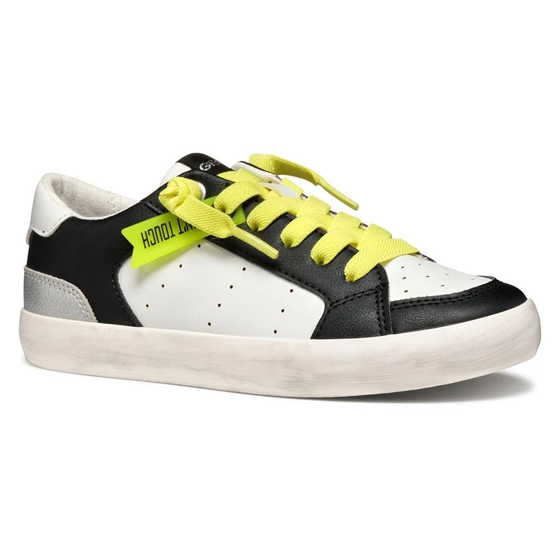 Geox J GISLI Girl A, Girls’ Sneaker, White/Black,