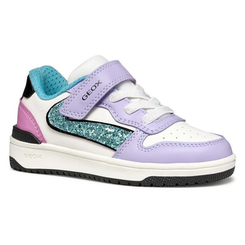Geox Girl's J Washiba Girl a Sneaker, Lilac Turquoise, 5 UK