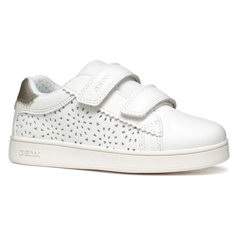 Geox J ECLYPER Girl A Sneaker, White/Platinum, 6 UK
