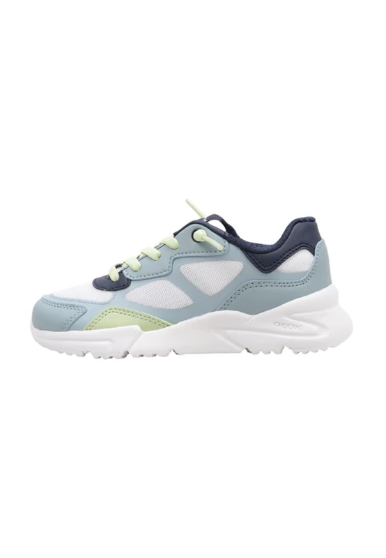 Geox J Loftus BOY E Sneaker, White/Sage, 12.5 UK